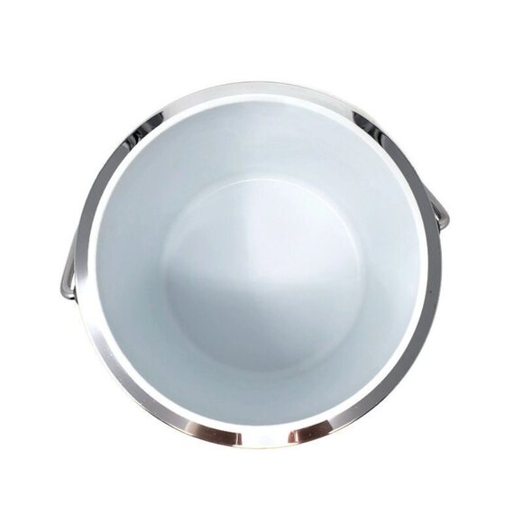 Red Vinyl and Chrome Ice Bucket with Carrying Handle and Plastic Insert - Picture 8 of 9